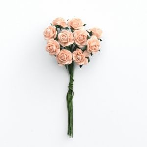 Хартиени цветя, 10бр. - Peach roses MKX-727