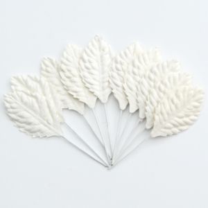 Хартиени цветя, 10 бр. - White leaves MKX-450