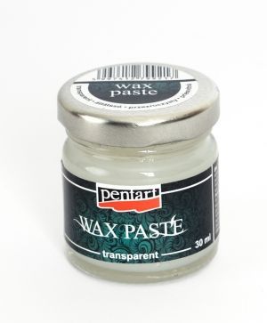 Wax paste 30 ml - transparent P21330 Price: €3.83EUR Code: P21330 Weight: 0.100 Kgs Wax paste - transparent. Beeswax paste with orange oil to protect wooden surfaces. The waxed surface has matt, antique look. It can be used for masking at works with lasur