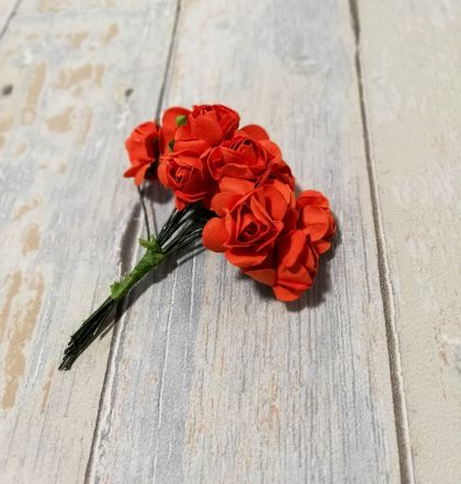 Хартиени цветя, 12бр. - Рози цвят оранж  FOR-12