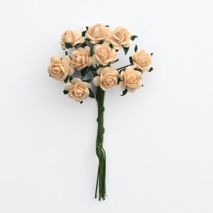 Хартиени цветя, 10бр. - Pale peach roses MKX-018