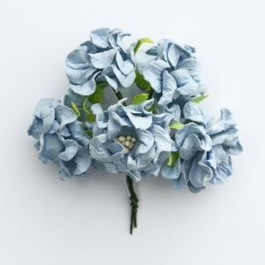 Хартиени цветя, 5 бр. - Baby blue pink gardenia MKX-660