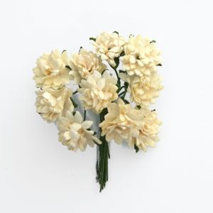 Хартиени цветя, 10 бр. - Deep ivory daisy GST-218