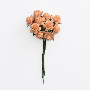 Хартиени цветя, 10бр. -Peach roses MKX-019