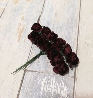Хартиени цветя, 12бр. - Рози цвят тъмночервен  FDR-12