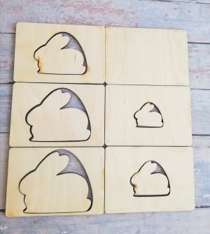 Wooden puzzle from 6pcs 9х13 см Bunnies