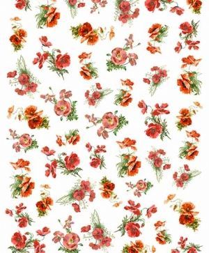 Decoupage Rice Paper A4 - lowers, red poppies   ITD-R1445