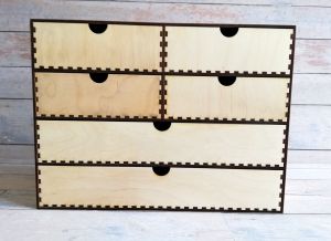 Дървена кутия 6 чекмеджета 35х16х26,5 см 1247