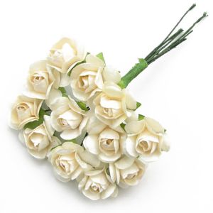 Хартиени цветя, 12бр. - Бели рози   FWR-12