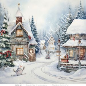 Блокче дизайнерска хартия със зимни пейзажи, 10 листа дизайнерско блокче на зимна тема, Колекция „Зимни пейзажи“ Част 2, 30x30 cm, WSP723-51