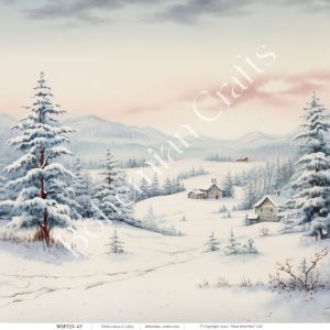 Блокче дизайнерска хартия със зимни пейзажи, 10 листа дизайнерско блокче на зимна тема, Колекция „Зимни пейзажи“ Част 2, 15x15 cm, WSP723-51
