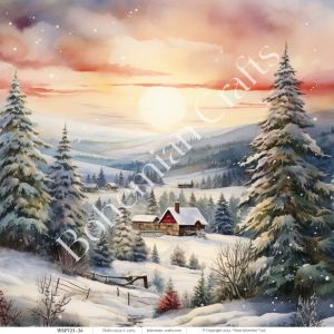 локче дизайнерска хартия със зимни пейзажи, 10 листа дизайнерско блокче на зимна тема, Колекция „Зимни пейзажи“ Част 1, 20x20 cm, WSP723-30
