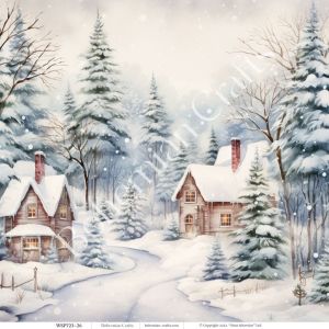 локче дизайнерска хартия със зимни пейзажи, 10 листа дизайнерско блокче на зимна тема, Колекция „Зимни пейзажи“ Част 1, 20x20 cm, WSP723-30