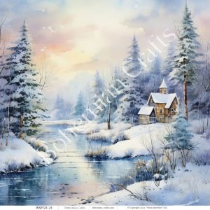 локче дизайнерска хартия със зимни пейзажи, 10 листа дизайнерско блокче на зимна тема, Колекция „Зимни пейзажи“ Част 1, 15x15 cm, WSP723-30
